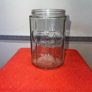 TEA Hoosier Ribbed Glass Jar Aluminum Lid Vintage Antique 12 Panel